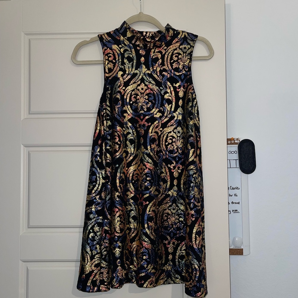 Shiny Retro Mini Black Dress